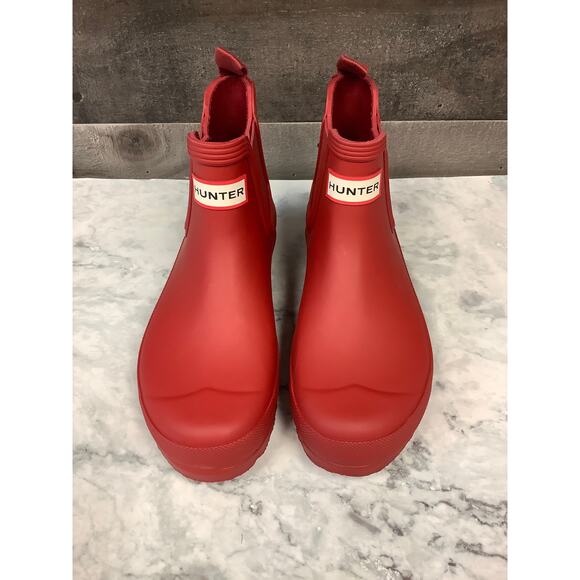 Hunter Women's 6 Military Red Matte Original Chelsea Rain Boots Pull On LM1-58 - Picture 2 of 7